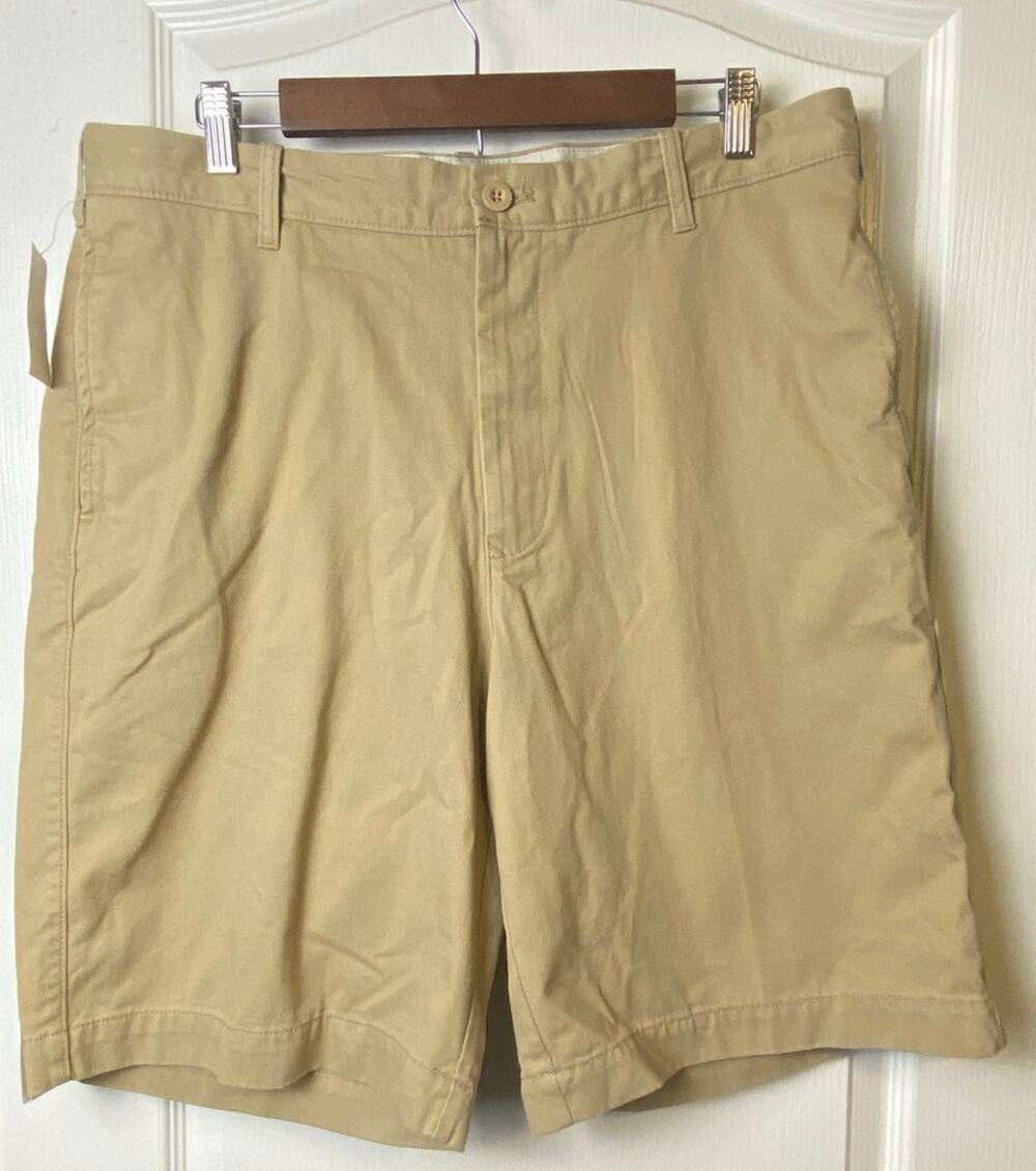 Van Heusen Khaki 100% Cotton Twill 10-inch Chino Shorts Men's Size 36 NWT